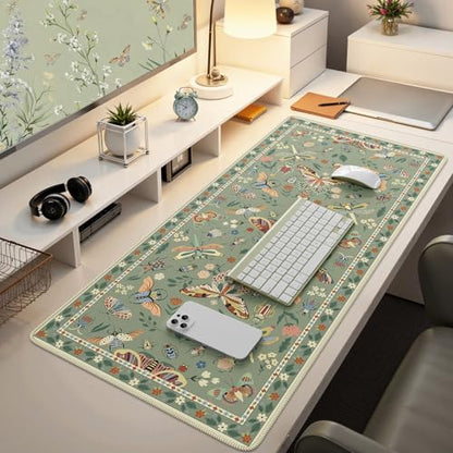 iCasso Green Large Mouse Pad, Desk Matt for Desktop | XXL Desk Mat for Keyboard and Mouse, Anti-Slip Big Mousepad Computer Mat with Stitched Edges - color: Insect-green