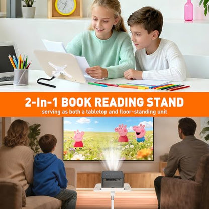 2-in-1 Floor Standing Book Stand, Foldable Book Holder for Reading with Page Clips, 19"–51" Height Adjustable, Sturdy Podium Stand for Reading, Bible, Laptop, Cookbooks, or Projector - size: (White）Higher with U-shaped