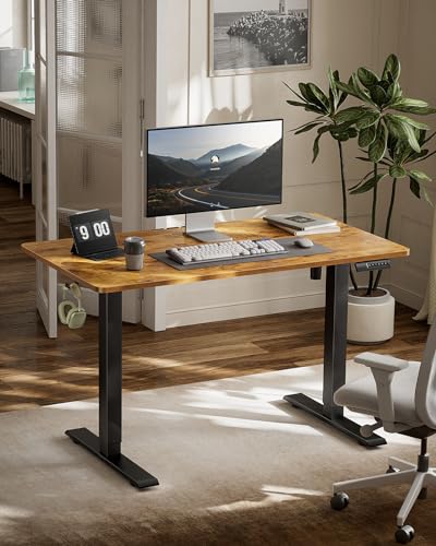 Marsail Electric Standing Desk, Adjustable Height Stand up Desk, 40 x 24 Inches Sit Stand Home Office Desk, Computer Desk, Rustic Brown - color: Rustic Brown, size: 40x24"
