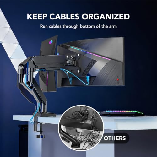 Dual Monitor Stand, Adjustable Monitor Desk Mount for 17″–32″ Computer Screens, Full Motion VESA 75x75/100x100 with C-Clamp & Grommet Aluminum Base, Each Arm Holds 4.4 to 20 lbs AX09DB201 - size: Dual monitor arm