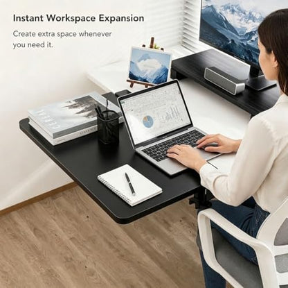 Desk Extender, 25.98'' x 9.84 '' Foldable Table Extension Folding Wall Table Keyboard Extender for Desk Clamp-on Shelf for Dorm Bunk, Office, Kitchen Bar, Additional Storage Platforms (Black)
