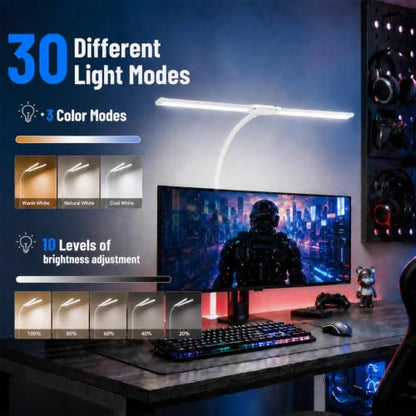 Desk Lamps for Home Office, Computer Light Bar, Double Head, White - color: White