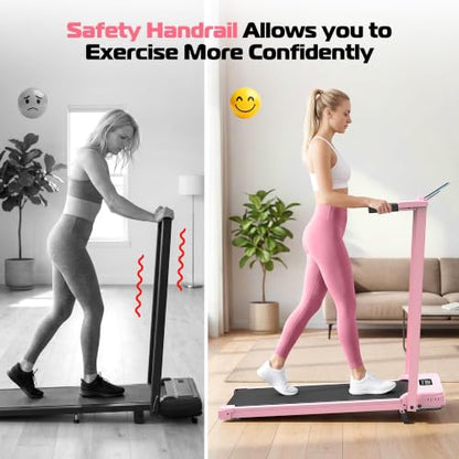 ANCHEER Walking Pad with Incline-Under Desk Treadmill for Home/Office - color: Classic Pink
