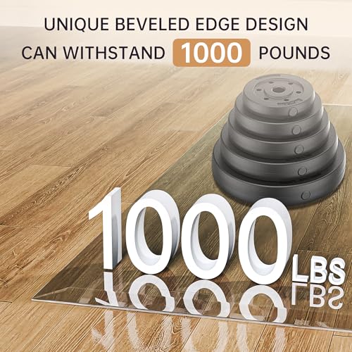 [Tempered Glass] 36“ x 36” Beveled Edge Glass Chair Mat with Polished Edge Clear Office Chair Mat, Glides Smoothly, Suitable for Carpet or Hardwood Floors - size: 36“x36”
