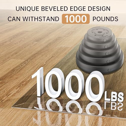 [Tempered Glass] 36“ x 36” Beveled Edge Glass Chair Mat with Polished Edge Clear Office Chair Mat, Glides Smoothly, Suitable for Carpet or Hardwood Floors - size: 36“x36”