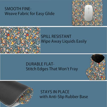 Mouse Pad for Desk with Stitched Edge, Premium Cute Washable Mouse Pads. Computer Mousepad with Non-Slip Rubber Base, Mousepads for Laptop, 9.25x7.75x0.12 inch (Joyous Jungle) - color: Joyous Jungle