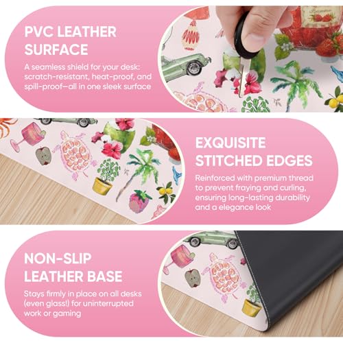 Desk Mat, Pink Leather Desk Pad Blotter Protector, XXL Large Mouse Pad,Computer Laptop Mouse Pads for Desktop,Waterproof Writing Anti-Slip Mousepad for Office and Home I Cute Funny Stickers - color: Cute Funny Stickers