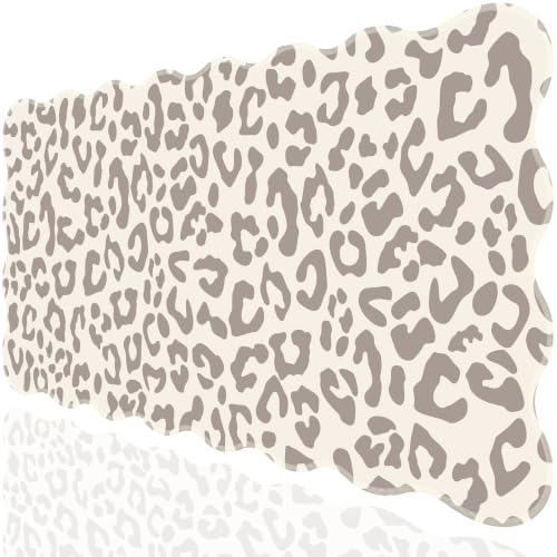 L-SPOUTTO Beige Leopard Mouse Pad,Scalloped Desk Mat XXL Gaming Mousepad | Cheetah Large 35.4x15.7in Non-Slip Rubber Base Keyboard Pad Waterproof Desktop Mat for Laptop Computer Game Home Office - color: Beige Leopard