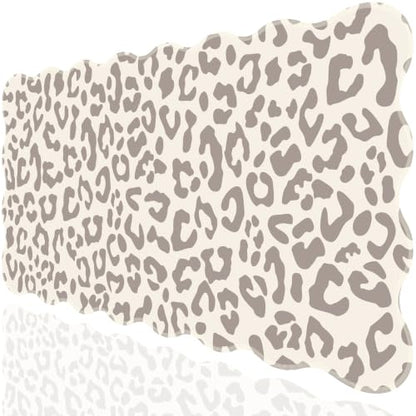 L-SPOUTTO Beige Leopard Mouse Pad,Scalloped Desk Mat XXL Gaming Mousepad | Cheetah Large 35.4x15.7in Non-Slip Rubber Base Keyboard Pad Waterproof Desktop Mat for Laptop Computer Game Home Office - color: Beige Leopard