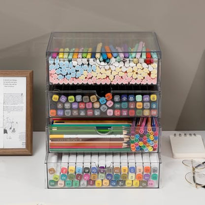 Clear Plastic Drawer Organizer, 4 Drawers - size: 4 Drawers