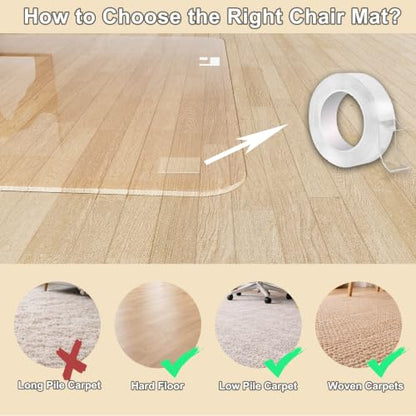 MESAILUP Office Chair Mat for Carpet or Hardwood Floor-32”x48” Chair Mat - size: Round Edge-32"x48"