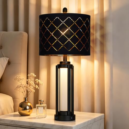 Lolikit 28" Tall Modern Table Lamps Set of 2 for Living Room Bedroom - color: Black - 28"H