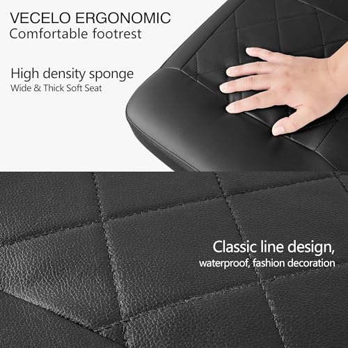 VECELO Under Desk Footrest, PU Ergonomic Foot Rest with Wheels, Comfort Padding, Height Adjustable for Relieving Leg Pain, Stiffness, Black - color: Black