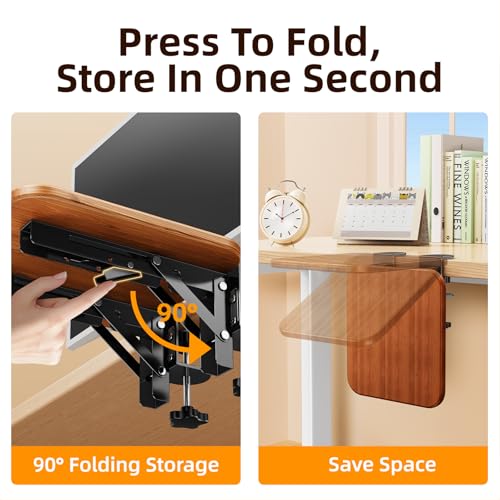 Ergonomic Wood Desk Extender Tray, Foldable Elbow Wrist Rest Shelf