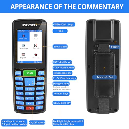 Wireless Barcode Scanner, Portable Inventory Scanner 1D&2D&PDF417 Handheld Bar Code Scanners for Collector Data Terminal Inventory Device QR Code Reader with 2.8 Inch LCD Screen