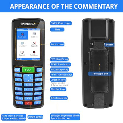 Wireless Barcode Scanner, Portable Inventory Scanner 1D&2D&PDF417 Handheld Bar Code Scanners for Collector Data Terminal Inventory Device QR Code Reader with 2.8 Inch LCD Screen