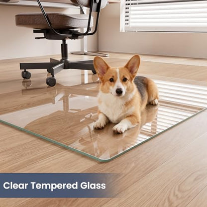 46"x46" Tempered Glass Chair Mat for Carpet - size: 46x46