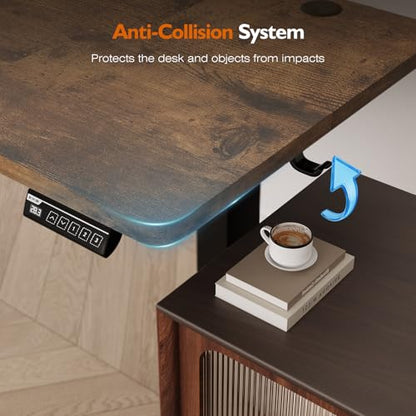 Monomi 59"x24"Electric Standing Desk Adjustable Height Computer Desk | Sit Stand Up Home Office Desk with Memory Preset, Ergonomic Computer Gaming Desk with Anti-Collision, Rustic Brown - color: Rustic Brown, size: 59x24