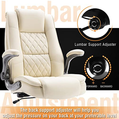 High Back Office Chair, Ergonomic Executive Computer Desk Chair - color: Beige