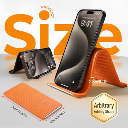 Flexible Silicone Aluminum Phone Stand,2026 New Anti-Slip Fexible Silicone Phone Holder,Folded into Any Shape Phone Holder for Tablet Laptop,Travel, Desk,Bed,Treadmill -2 Pcs - color: Black+Orange