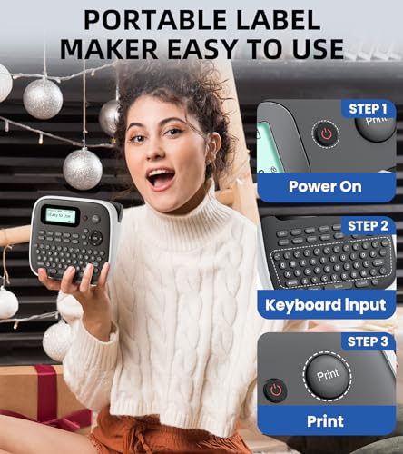 Label Maker Machine with Tapes, D210S Waterproof Laminated Labeler Portable - color: Gray