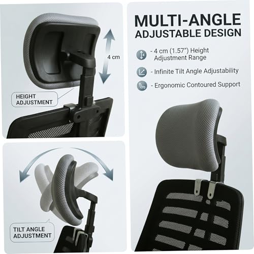 Office Chair Headrest Attachment, Ergonomic Mesh Office Chair Headrest No-Drill Easy Install Adjustable Height & Angle, M, Attachment, for - color: M