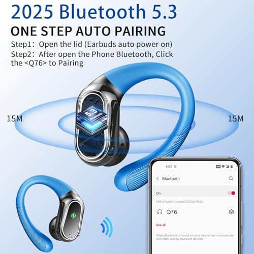 Wireless Earbuds, 2026 Bluetooth 5.4 Headphones, ENC Noise Canceling Mic - color: comb blue