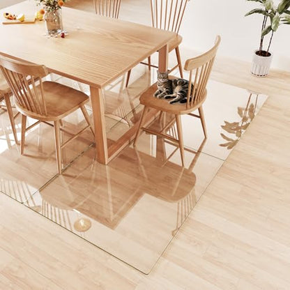 Tempered Glass Chair Mat for Carpet 48"x42", Floor Protector | Ultra Clear Office Chair Mat for Hardwood Floors & Carpets, Heavy Duty 0.2" Scratch-Resistant Surface with Non-Slip Pads - size: 48"x42"