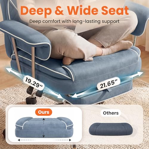 NEO CHAIR Big & Tall Leather Office Chair, High Back, Lumbar Support, Blue | Gaming Chair for Adults and Computer Use, Reclining Office Chair with Foot Rest, Massage, Comfy Design and Heavy Duty Support - color: Blue