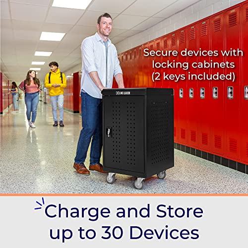 3-Pack | Line Leader 30 Unit Mobile Charging Cart with Locking Cabinets | UL Safety-Certified Charging Station for 30 Tablets, Laptops or Chromebooks | ANSI/BIFMA Standard Laptop Cart & Storage Cart - size: 3 PACK - 30 Tablet/Chromebook