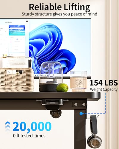 Okin Electric Standing Desk 31.5x19.7 Inches Small Computer Desk-Whole Piece Stand up Desk with Wheels Gaming Rolling Home Office Desks, Black - color: Black+casters, size: 31.5 Inch