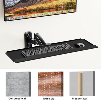 Keyboard Tray Wall Mount,Sit-Stand 26 Inch Keyboard and Mouse Stand,Black - size: Long Arm