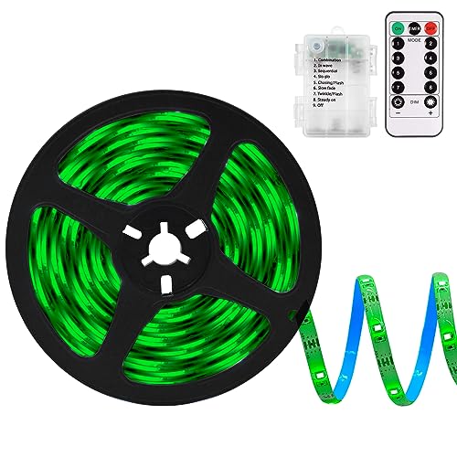 echosari Strip Lights Battery Powered with Remote Timer for Cabinet Shelve - color: Green, size: 9.8Ft