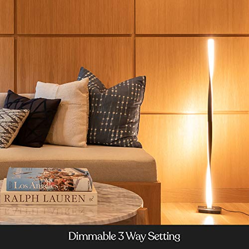 Brightech Helix LED Floor lamp, Bright Floor Lamp for Living Rooms & Bedrooms, 48" Tall Pole Lamp, Dimmable Standing Lamp - Black - color: Warm White Light with Black Frame