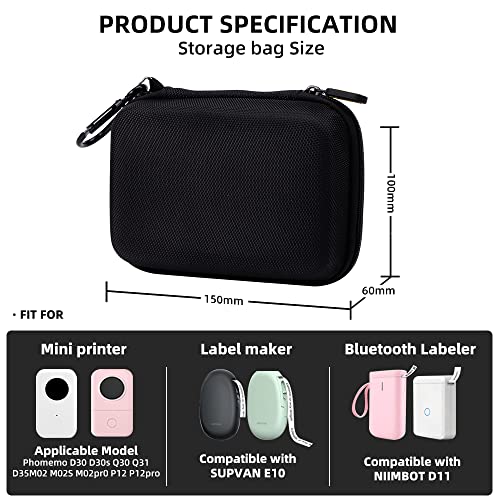 Phomemo D30 Label Maker Machine with case and 4 Rolls Label Tape, Portable Bluetooth Label Printer, Small Smart Phone Handheld Sticker Mini Labeler Multiple Templates Font Icon Easy to Use