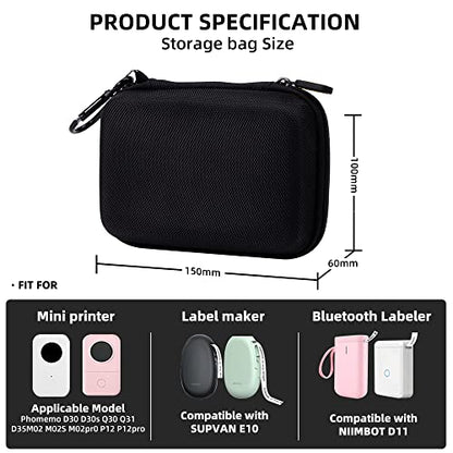 Phomemo D30 Label Maker Machine with case and 4 Rolls Label Tape, Portable Bluetooth Label Printer, Small Smart Phone Handheld Sticker Mini Labeler Multiple Templates Font Icon Easy to Use