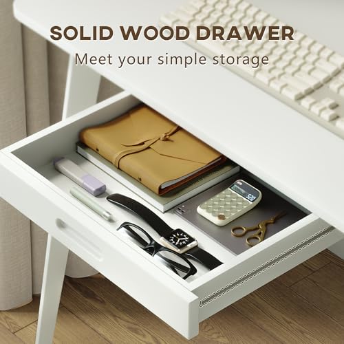 IOTXY Small Writing Desk with Hutch - 39.4" Work Computer Study Table - color: White