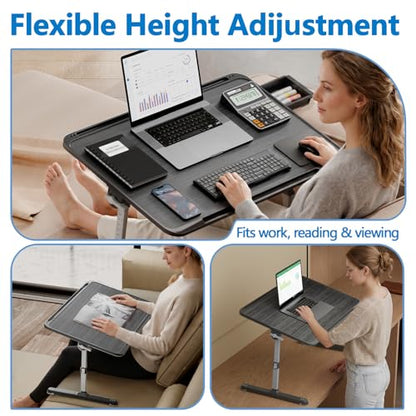 Potuopy Adjustable Laptop Lap Desk, X-Large Foldable Bed Table Tray - color: Striped