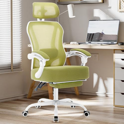 Ergonomic Office Chair with Footrest,Ultra Thick Desk Chair,Green - color: Green