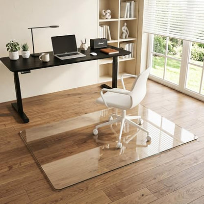 Tempered Glass Chair Mat for Hardwood Floor & Low Pile Carpet, 36" x 55" Heavy Duty Office Chair Mat with Non-Slip Pads, Scratch Resistant Floor Protector for Home Office - size: 36" x 55"