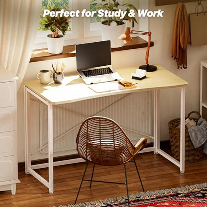 Huuger Folding Desk for Small Spaces, 39.4 Inch Foldable Computer Table - color: Oak, size: 18.9"D x 39.4"W