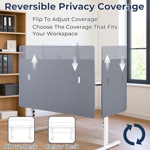 Desk Privacy Panel, Gray Clamp-On Divider for Office & Home | No-Drill Clamp Mount,Under Desk,Polyester,Cable Routing Clearance,Pin-Friendly Felt Surface,20" x 24" - size: 20"x24"
