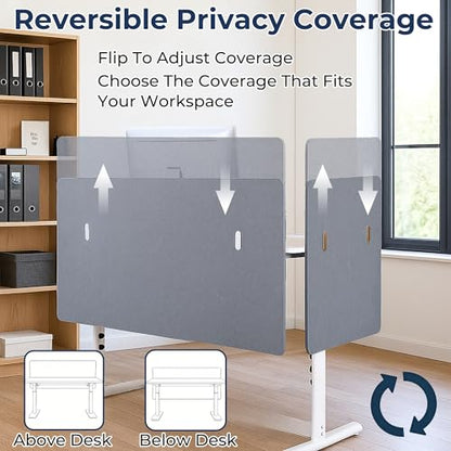 Desk Privacy Panel, Gray Clamp-On Divider for Office & Home | No-Drill Clamp Mount,Under Desk,Polyester,Cable Routing Clearance,Pin-Friendly Felt Surface,20" x 24" - size: 20"x24"