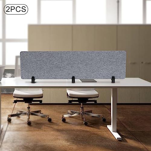 2 PCS Acoustic Desk Divider Privacy Panel Desk Divider Desk Partition Noise Reducing Mounted Sound Proof Dividers for Office Reduce Noise 60" x 16" Grey - size: 2 PCS 60"*16" Grey