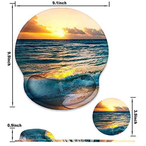 ToLuLu Mouse Pad Wrist Rest Support Gel, Ergonomic Mouse Pads with Non Slip PU Base, Mouse Wrist Rest Pad for Laptop Computer Home Office Working Gaming Pain Relief, Sunset& Beach - color: Sunset Beach