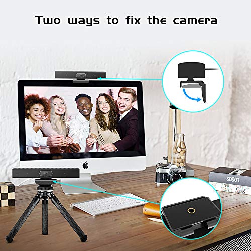 JACKLY Conference Room Camera with Microphone and Speaker, Wide Angle USB Video Conference Camera for Mac, PC, Laptop, Desktop (Black with Inverted Phase) - color: Black with inverted phase