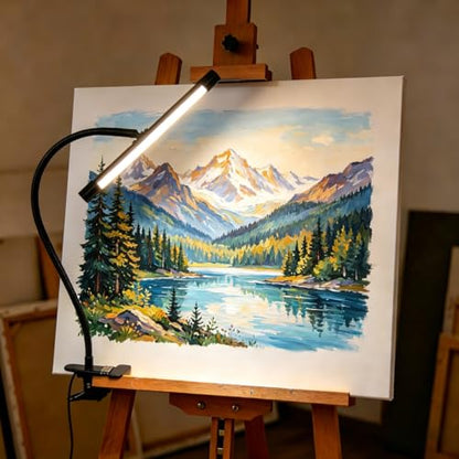 Black Clip-On LED Easel Lamp for Artists,Dimmable with 3 Colour Modes, Flexible 360° Gooseneck, USB Powered Desk Lamp for Painting, Drawing, Headboards, Drafting Tables