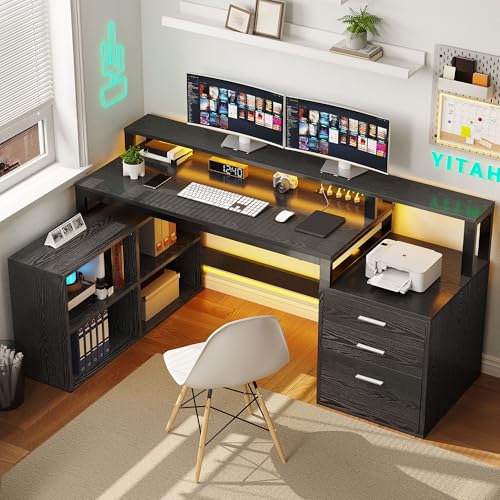 YITAHOME L Shaped Desk with 3 Drawers