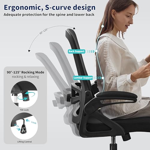 Ergonomic Office Chair Desk Chair with Adjustable Lumbar Support - color: 4pcs Black