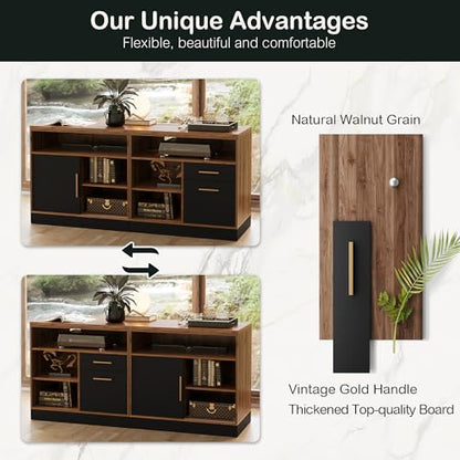 ModernMate 63" Lateral File Cabinet with Lock,2-Drawer Home Office Storage - color: Black Walnut